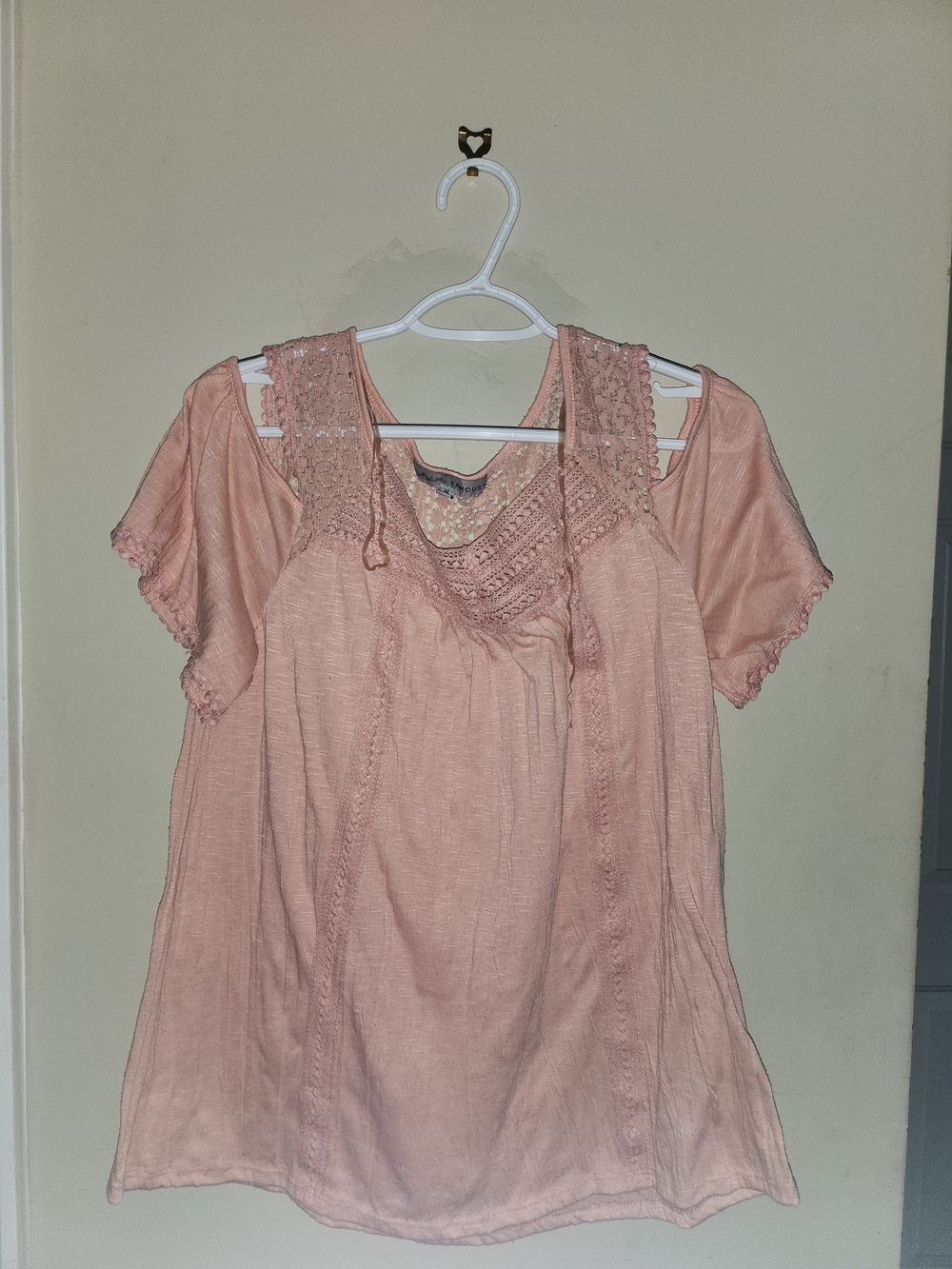 Mou Women's Dusty Pink Crochet-Trim Cold Shoulder Tunic